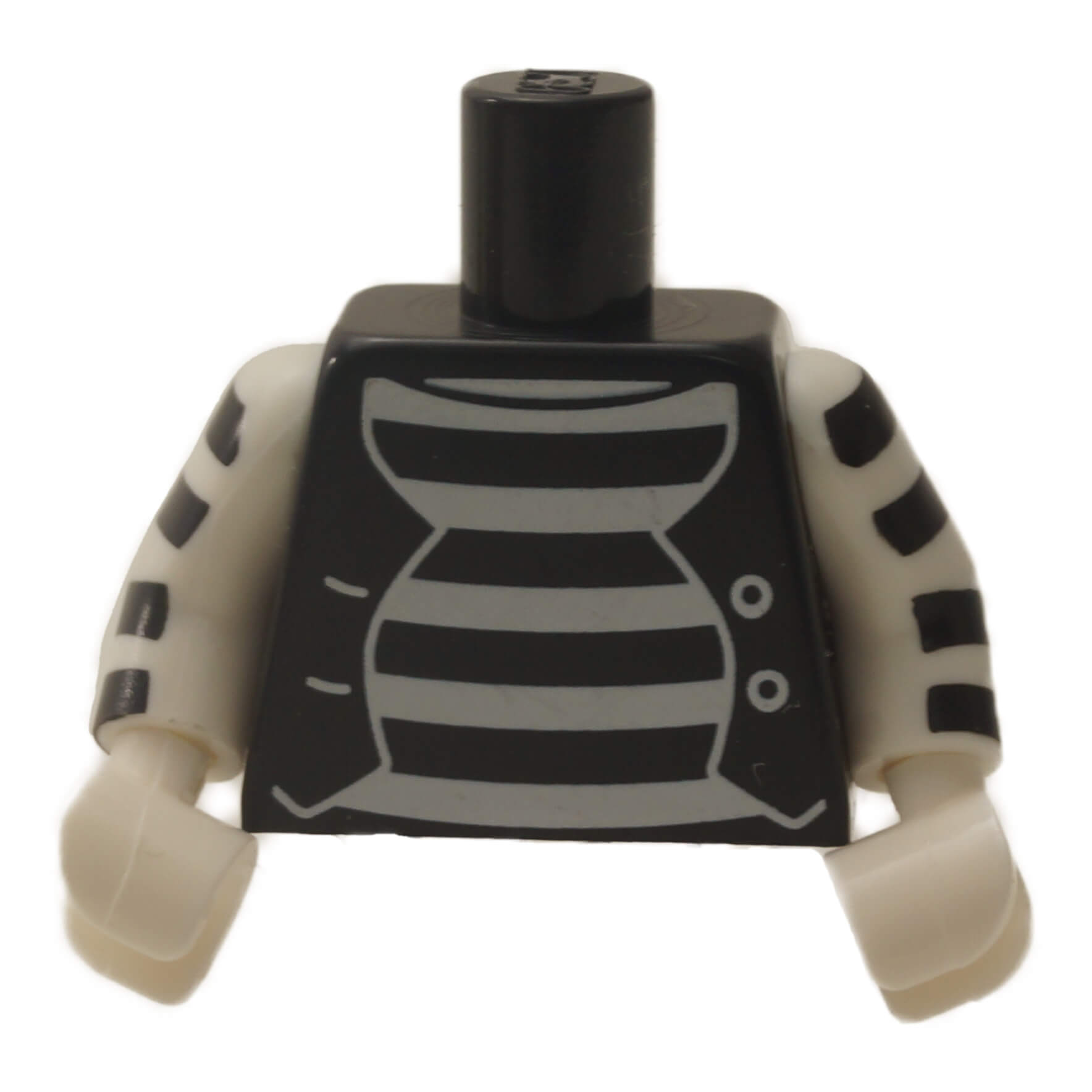 LEGO® mime torso with white striped vest print and striped white arms