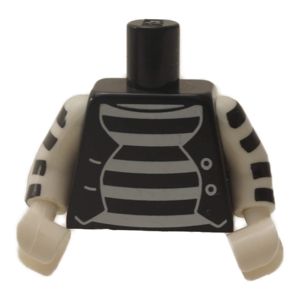 LEGO® mime torso with white striped vest print and striped white arms