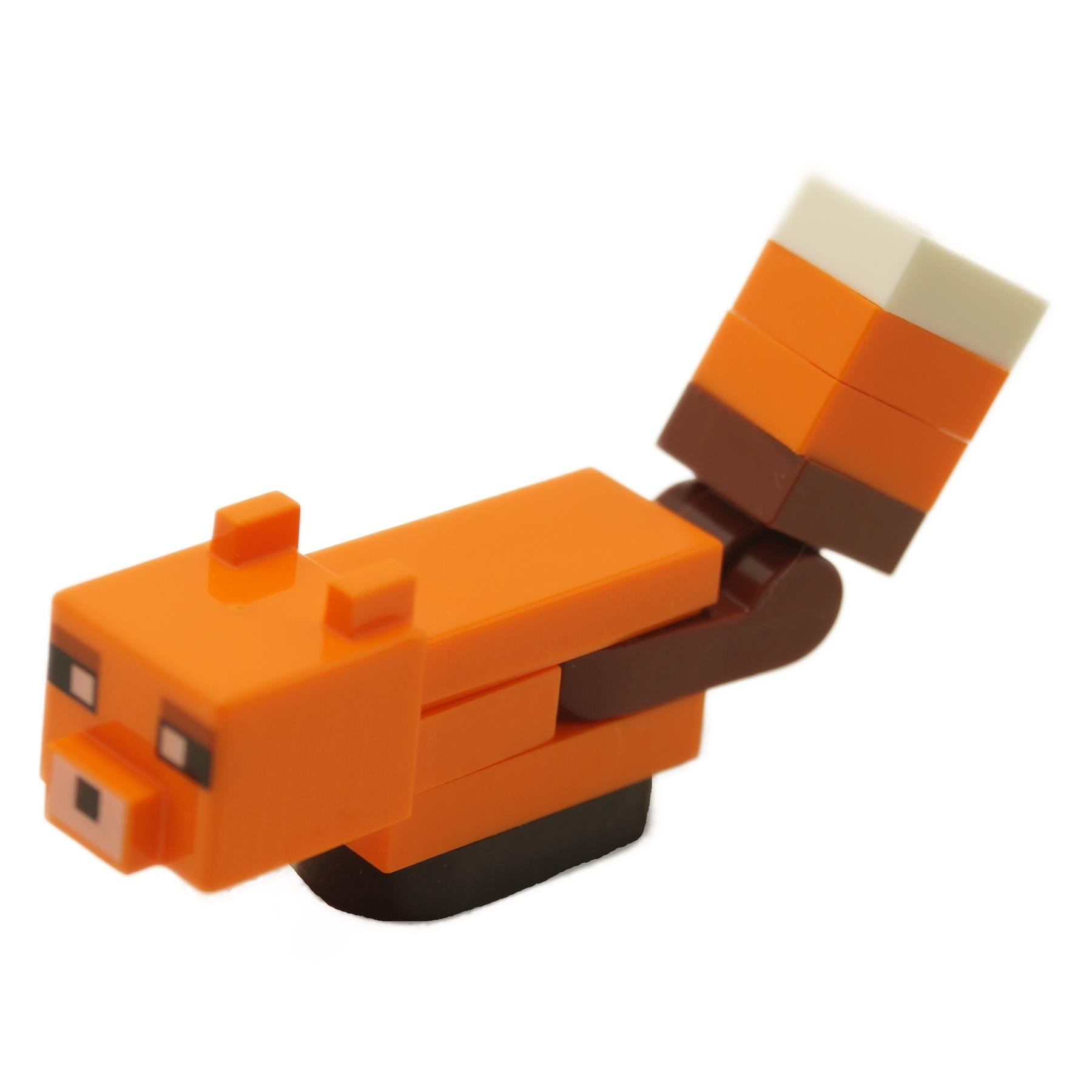 LEGO Minecraft Bébé Renard construit en briques animal orange vue de face minefox02