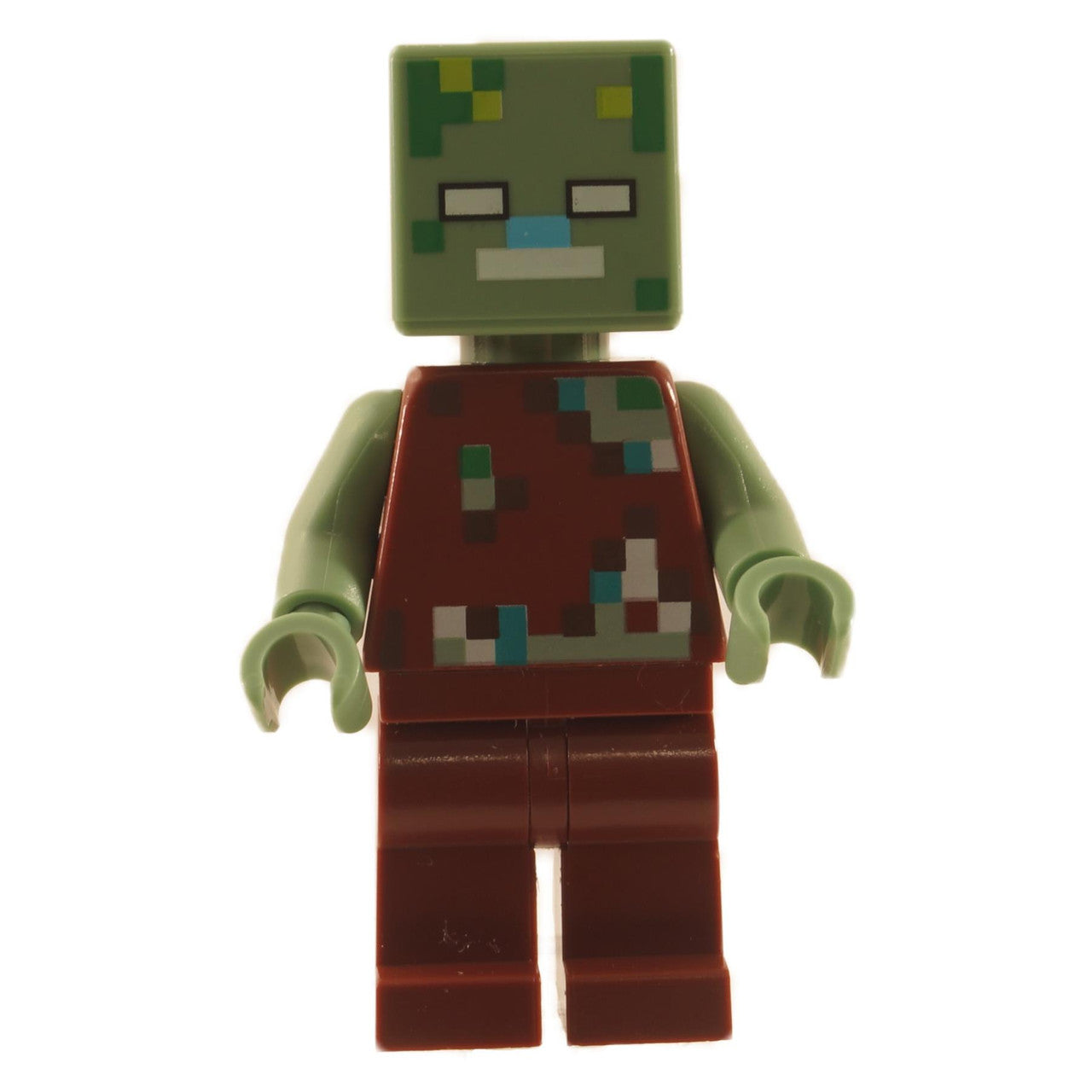 LEGO® Minecraft Drowned Zombie minifigurka (min088) s její hrou přesně odpovídající Akvamarínová kůží a roztrhaným modrým oblečením.