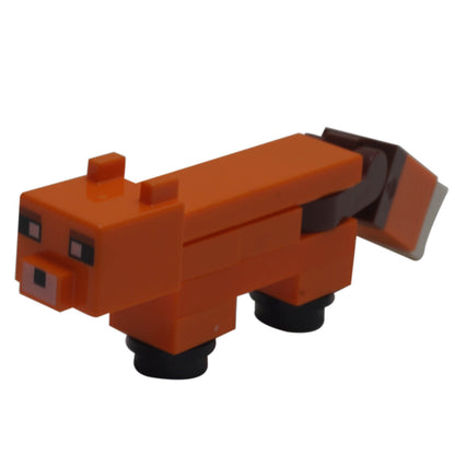 LEGO Minecraft pomarańczowa lisica zbudowana z klocków figura zwierzęcia minefox01