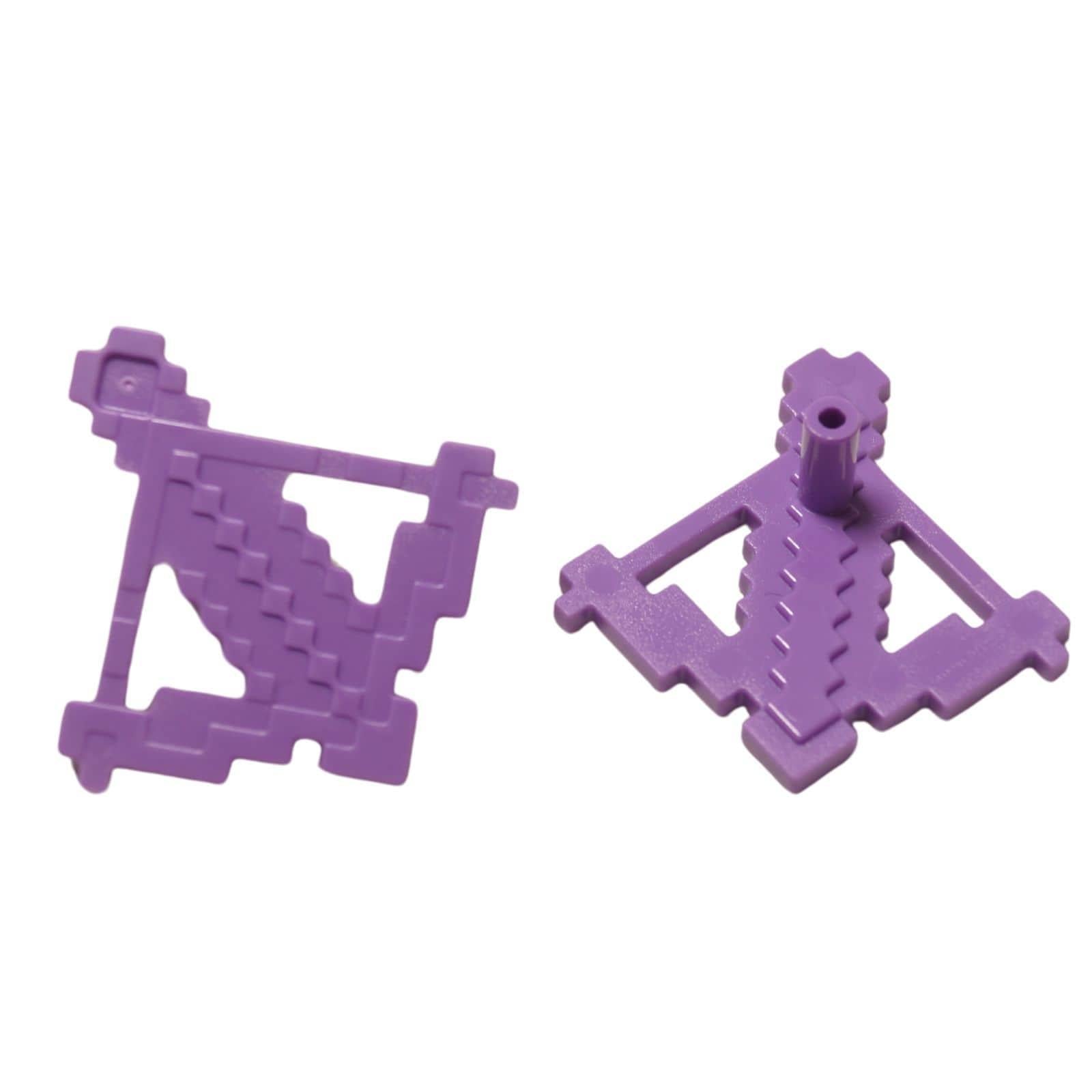 LEGO® Minecraft pixelerad korsbåge med pil, blockig 8-bit stil minifigur tillbehör, mellanlavendel
