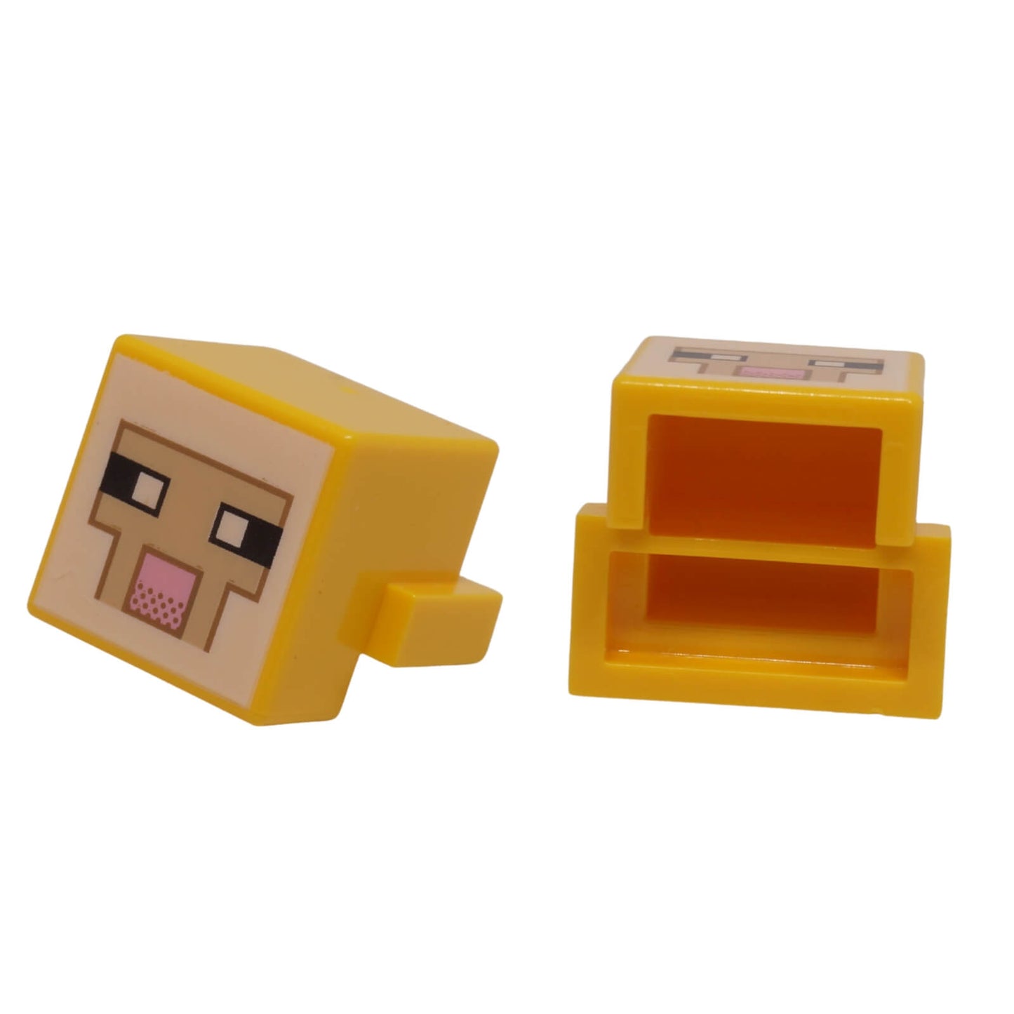 LEGO Minecraft Sheep Head 19727pb002 with printed pixelated face yellow