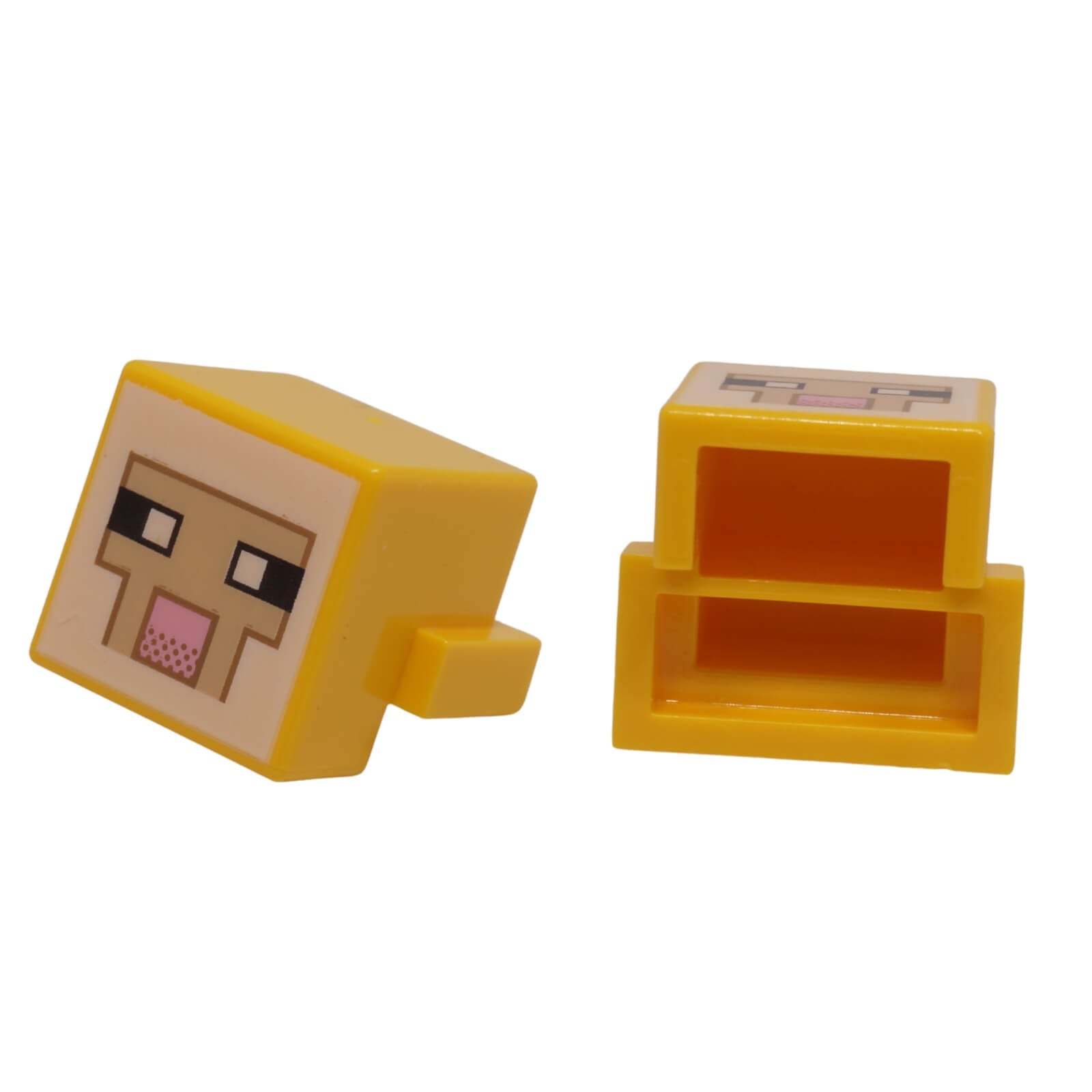 LEGO Minecraft Sheep Head 19727pb002 with printed pixelated face yellow