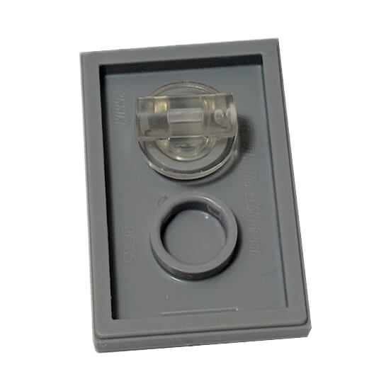 Back view of the LEGO® Minecraft Shield (26603pb001), showing the transparent clip used for a minifigure to hold the accessory.