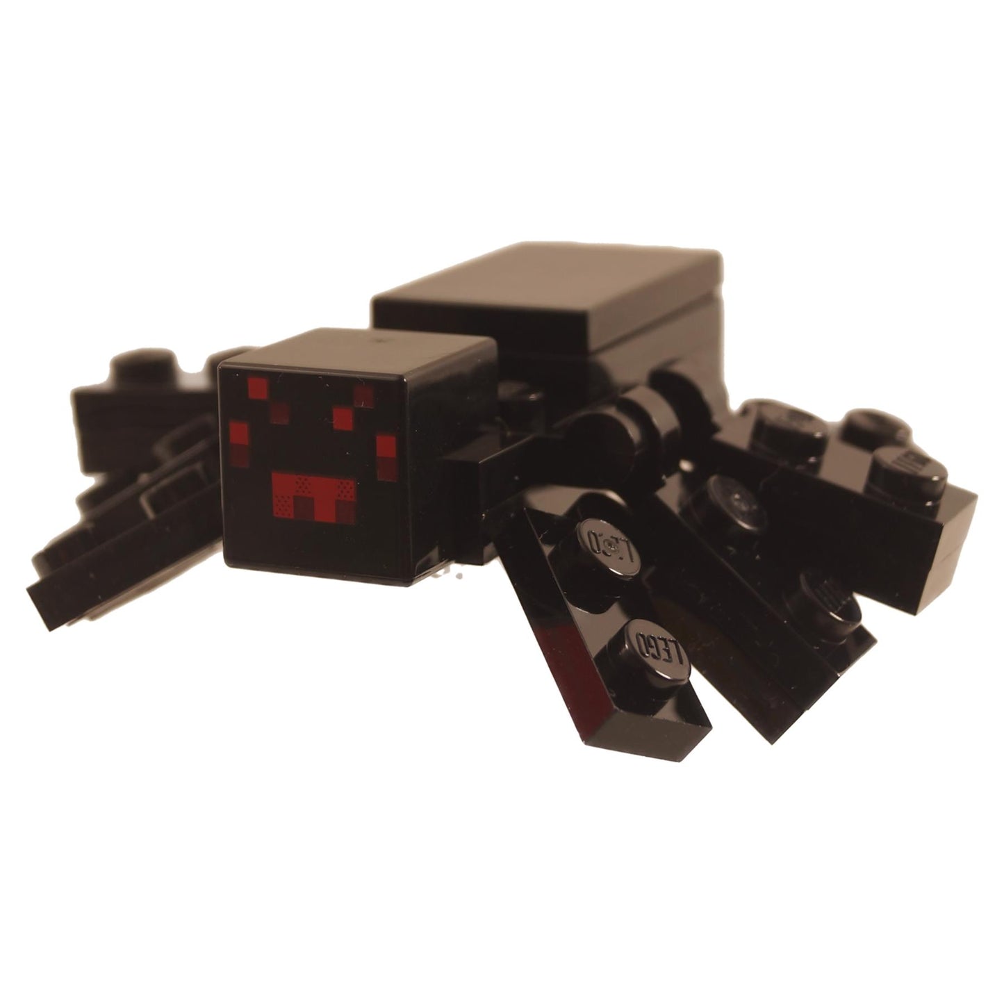 LEGO Minecraft black brick built spider slim abdomen red eyes