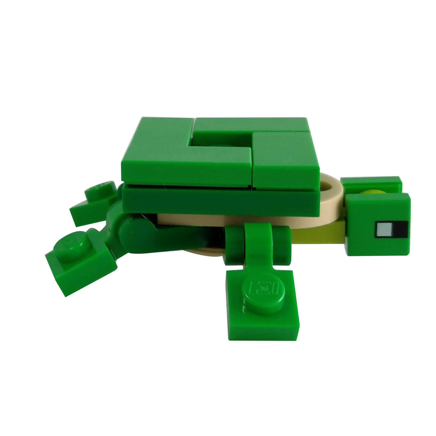 LEGO Minecraft turtle mineturtle01 green brick built sea animal side view