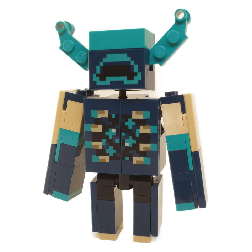 LEGO® Minecraft Warden vista frontale in posizione neutra, figura ufficiale dei set 21246 e 21274
