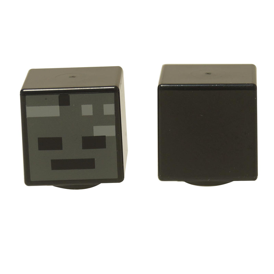 LEGO® Minecraft Wither Skeleton Head (19729pb010), a black cube head with the pixelated Wither Skeleton face pattern.