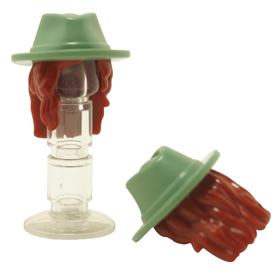 LEGO mini doll hair with cowboy hat 79989pb03 wavy hairpiece
