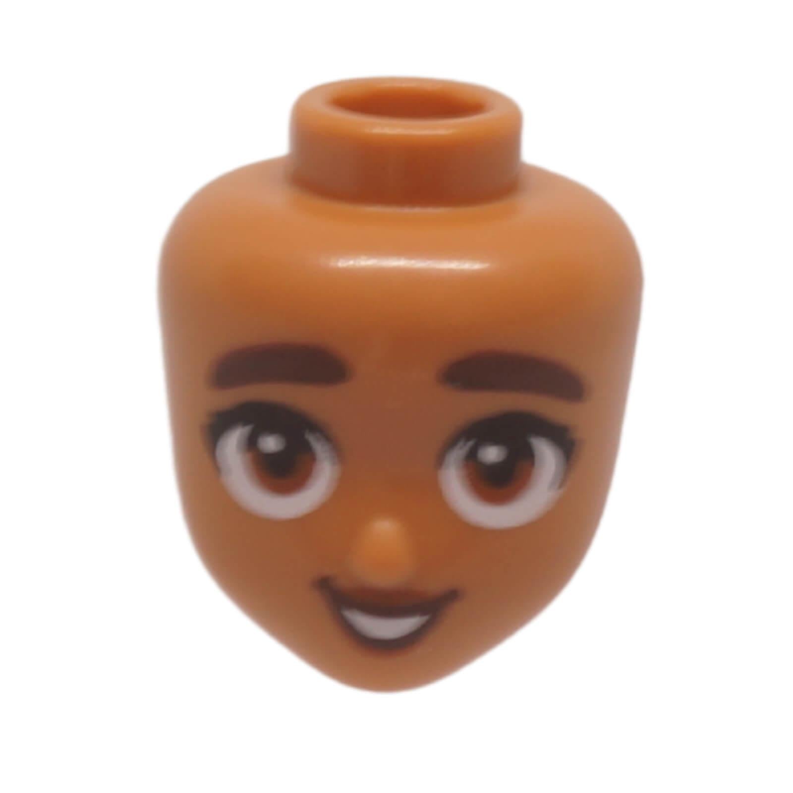 LEGO® Mini-Doll Head 101127 with dark brown eyebrows and open smile print