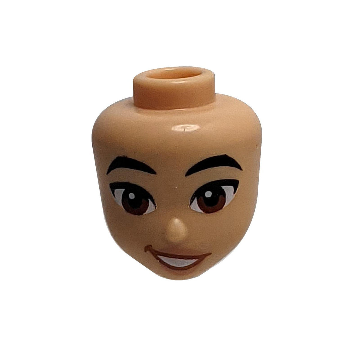 Mini Doll Head 101186 with smiling face and reddish brown eyes.