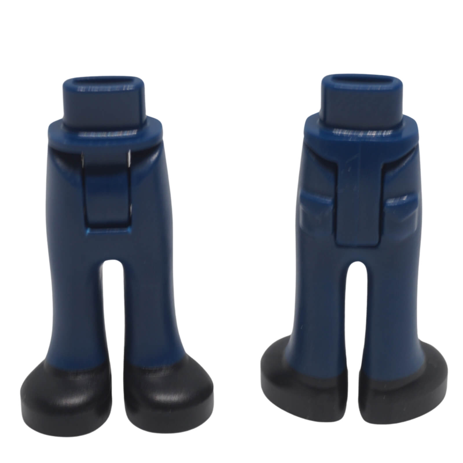 LEGO® Friends Mini-doll hips and dark blue trousers (Part 92253c00pb46) showing the printed back pockets and black shoes detail.