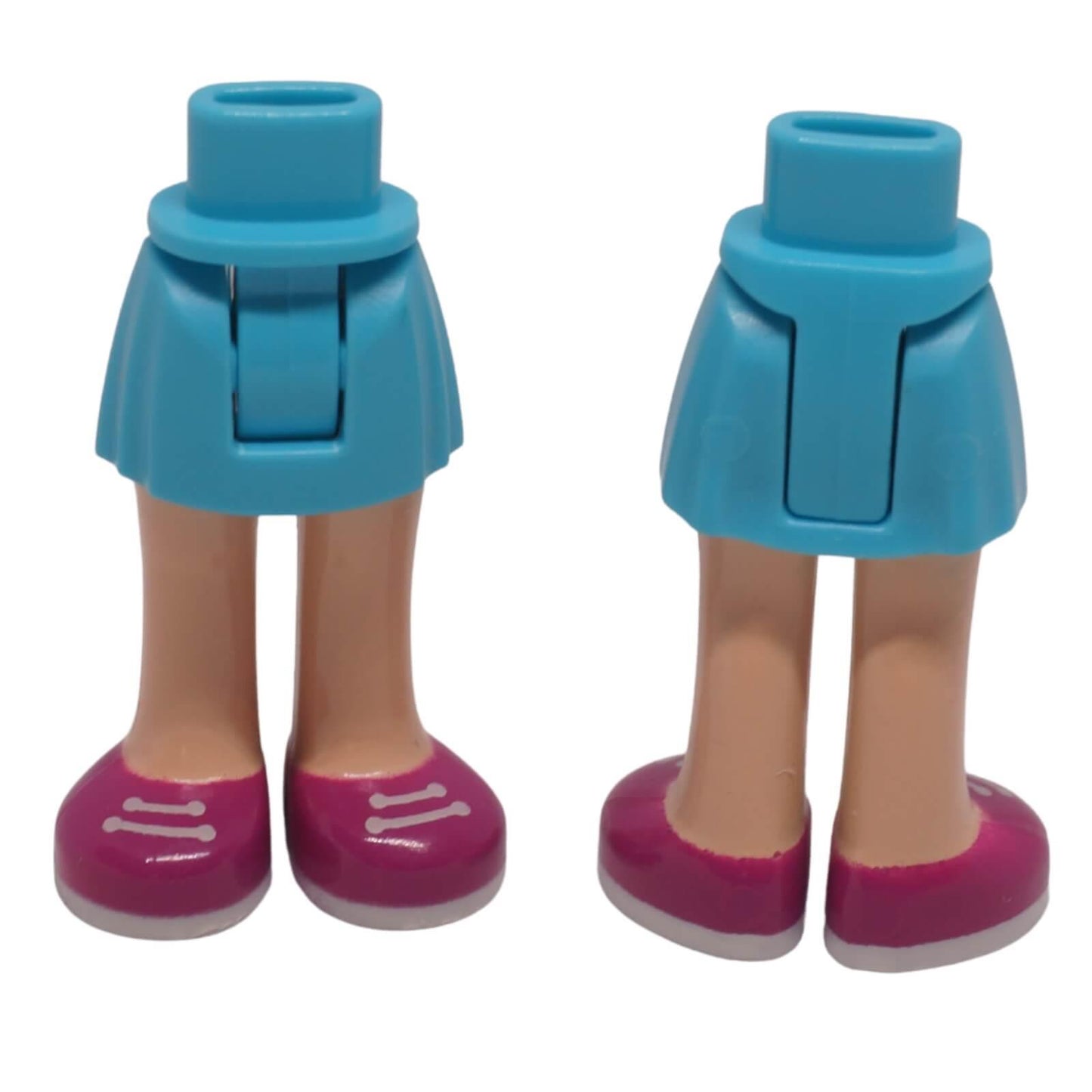 LEGO mini doll legs with medium azure skirt light nougat legs magenta shoes printed laces