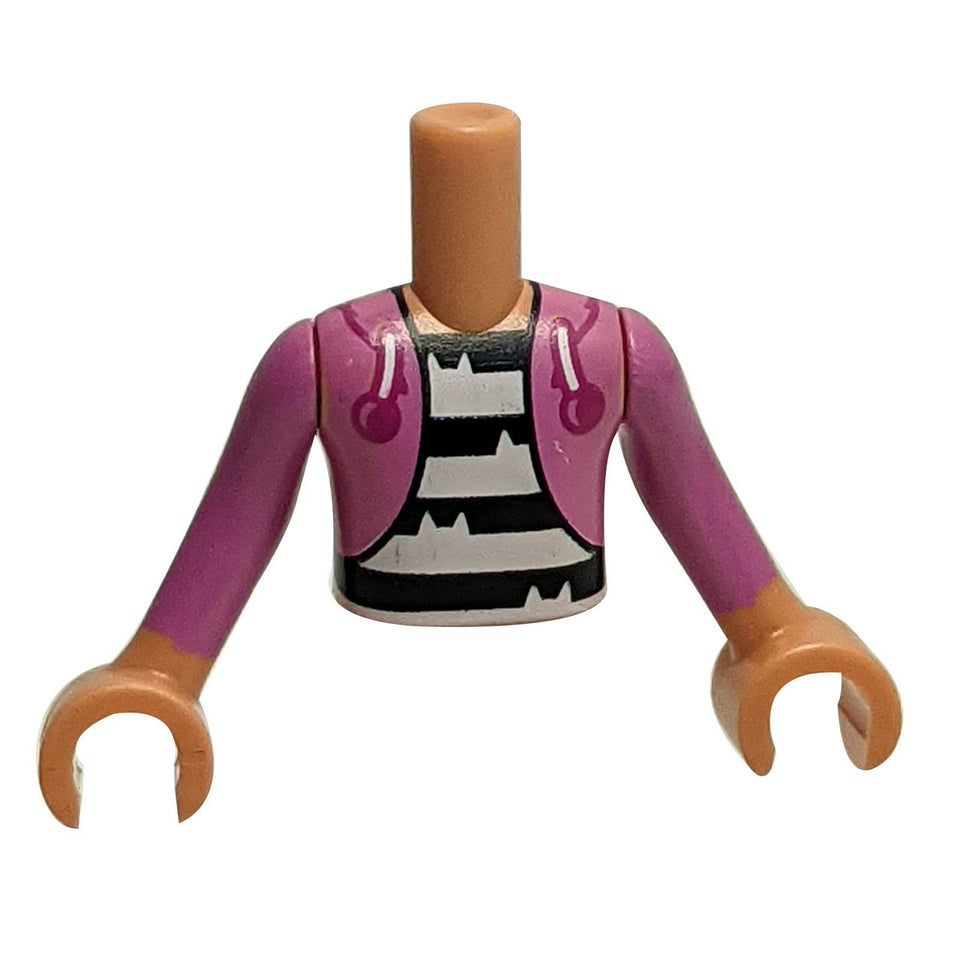 LEGO® Mini-Doll Torso FTBpb100c01 with Dark Pink Cat Ear Hoodie and Black and White Stripes