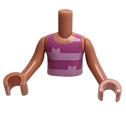 LEGO mini doll torso FTBpb101c01, dark pink tank top with cat ears pattern.