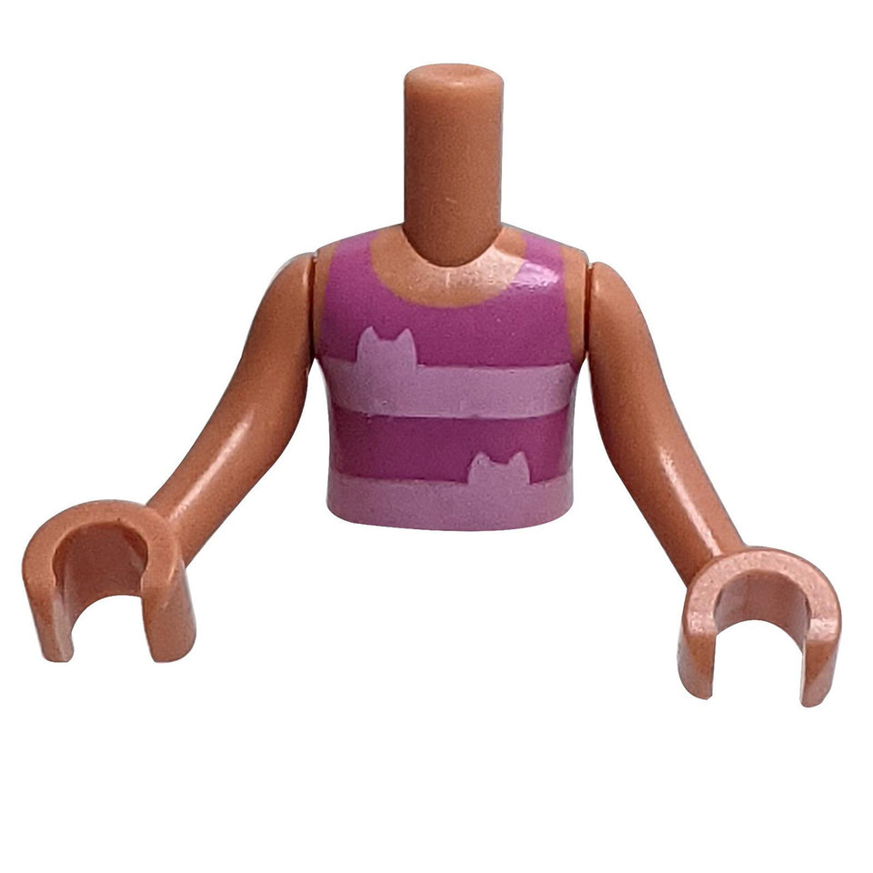 LEGO mini doll torso FTBpb101c01, dark pink tank top with cat ears pattern.
