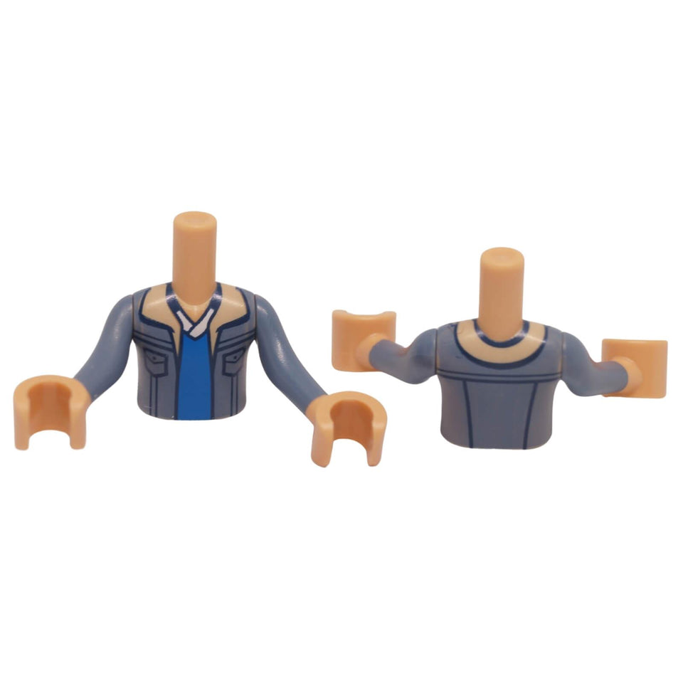 LEGO mini doll torso jacket print sand blue with layered shirt design