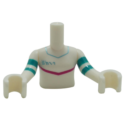 LEGO mini doll torso FTGpb212c01 white jumpsuit with magenta stripe front and back