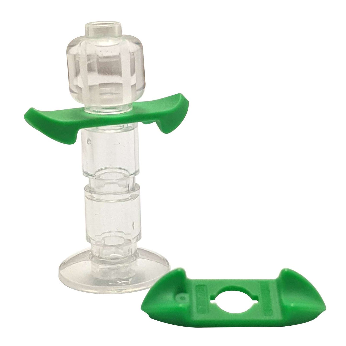 LEGO® minifigure armor shoulder pads with pointed ends in bright green, angular protective gear accessory.
