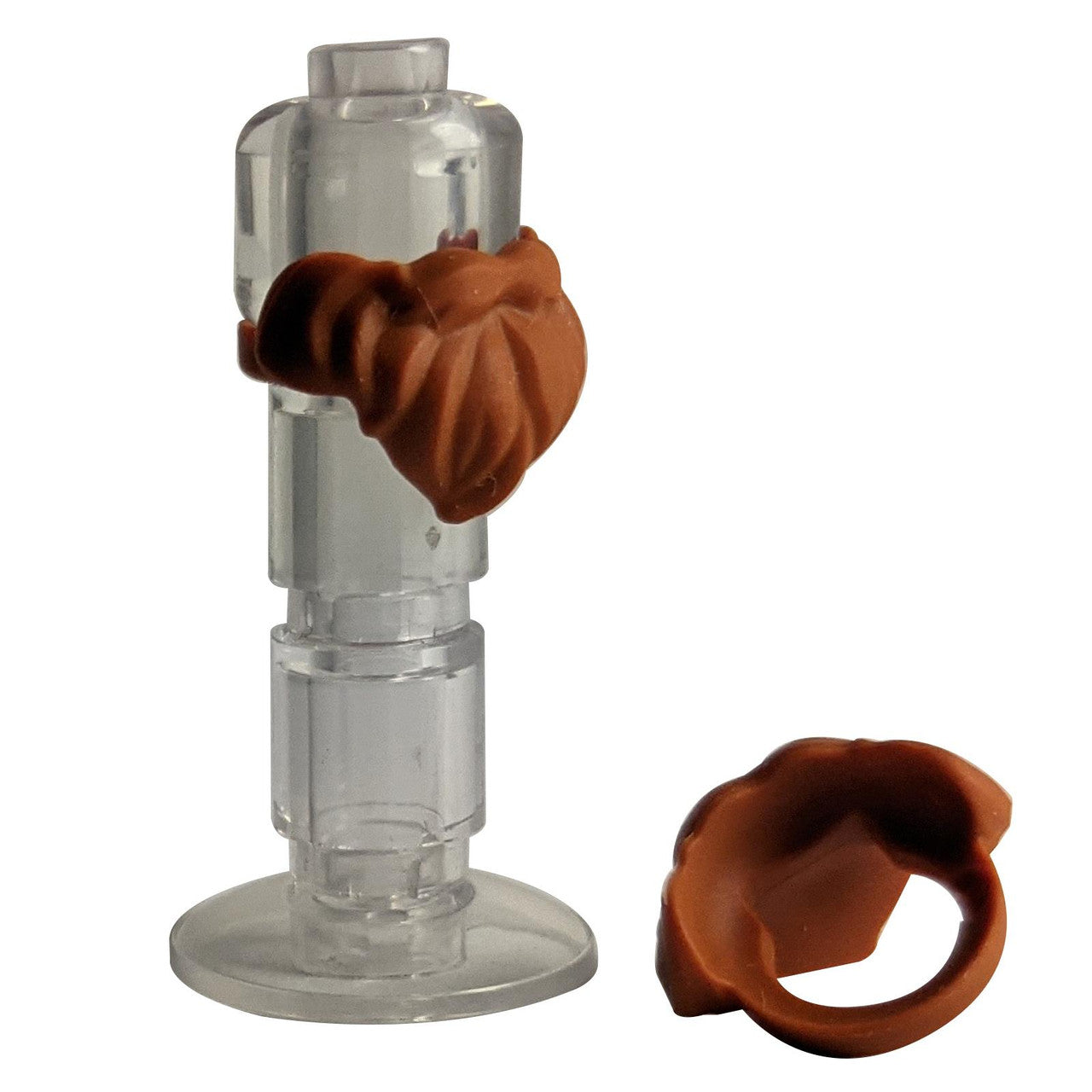 LEGO® minifigură cu barbă scurtă medie parte 93223, un accesoriu pentru părul facial, prezentat pe o cap de culoare simplă. în portocaliu închis
