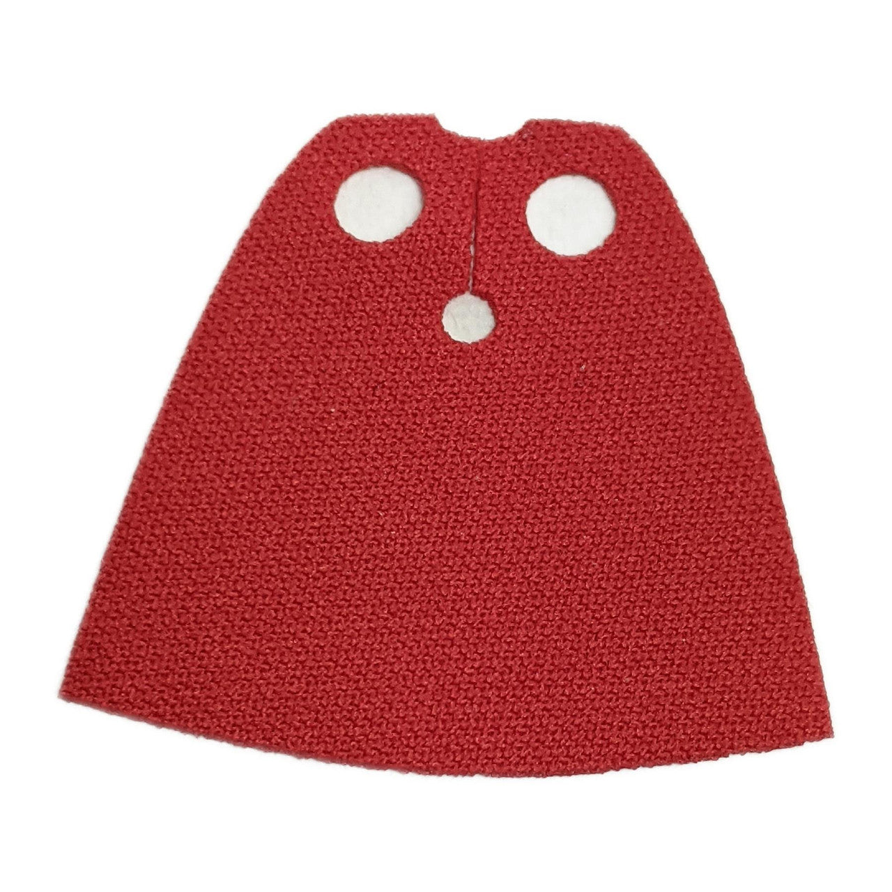 Capa de minifigura oficial LEGO®, hecha de un tejido suave, esponjoso y elástico, lista para ser colocada en un personaje de color rojo