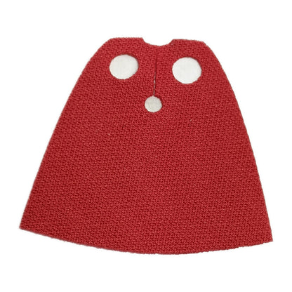 Capa de minifigura oficial LEGO®, hecha de un tejido suave, esponjoso y elástico, lista para ser colocada en un personaje de color rojo