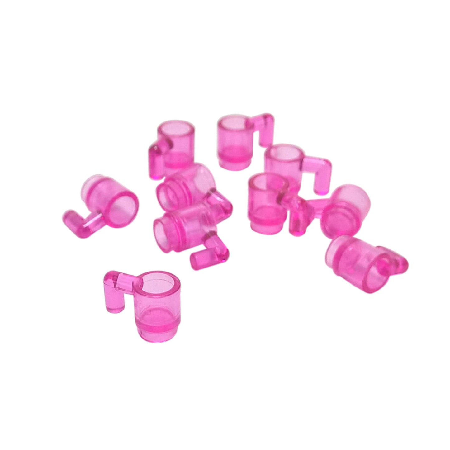 LEGO® Minifigure Cup 3899 transparent mug accessory with side handle trans-dark pink