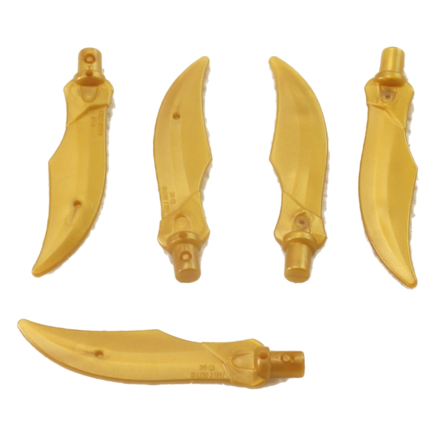 LEGO® minifigure curved sword blade with bar part 37341a pearl gold