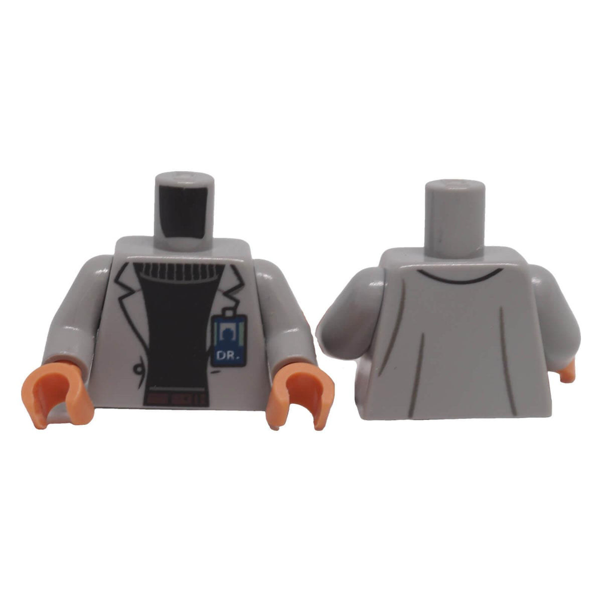 LEGO minifigure light bluish gray doctor jacket torso with DR badge and black sweater