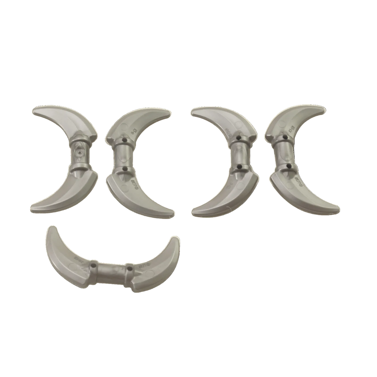 LEGO® minifigure double bladed weapon hook part 37341e in flat silver