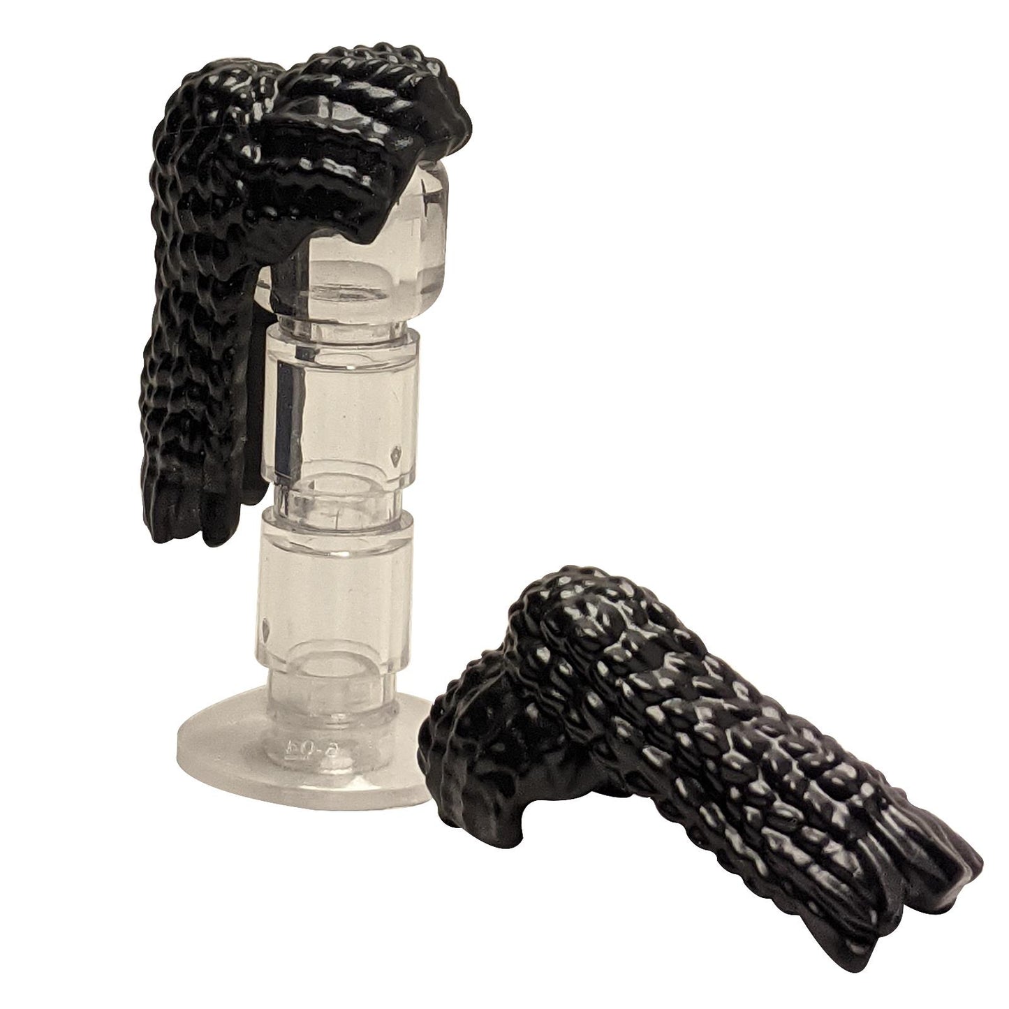 LEGO minifigure hair piece 83345 long braided ponytail detail, black