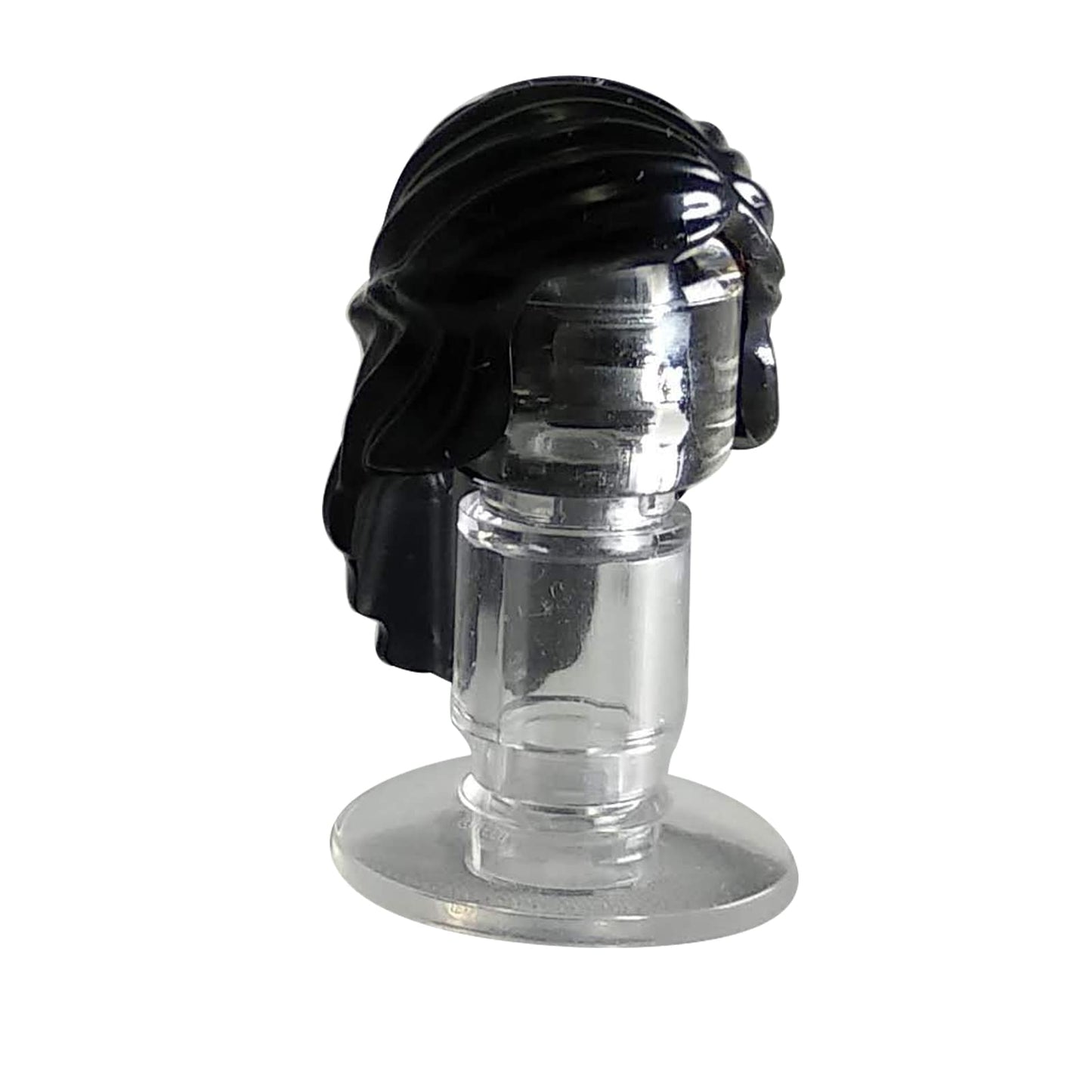 LEGO® cheveux de minifigure féminine avec un style de longueur intermédiaire et un détail tressé entourant les côtés, profil arrière lisse, noir 
