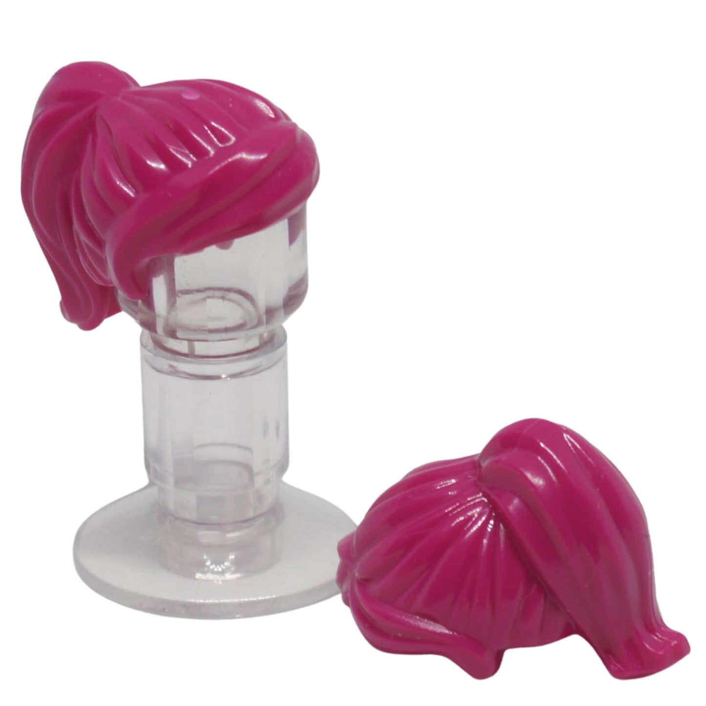 LEGO® Minifigure Hair Female Ponytail with Swept Sideways Fringe in magenta, used for female characters and detailed minifigure styling
