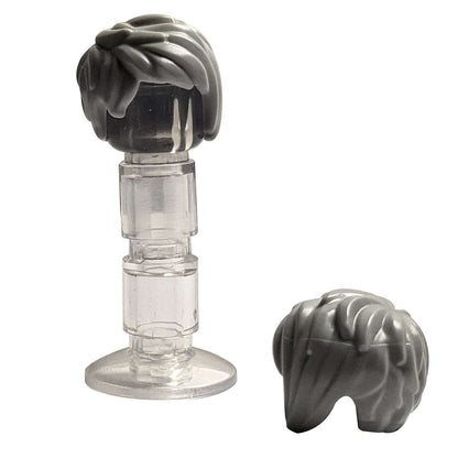 LEGO® minifigure short tousled female hair with side part in light bluish gray, detailed modern hairstyle piece.
