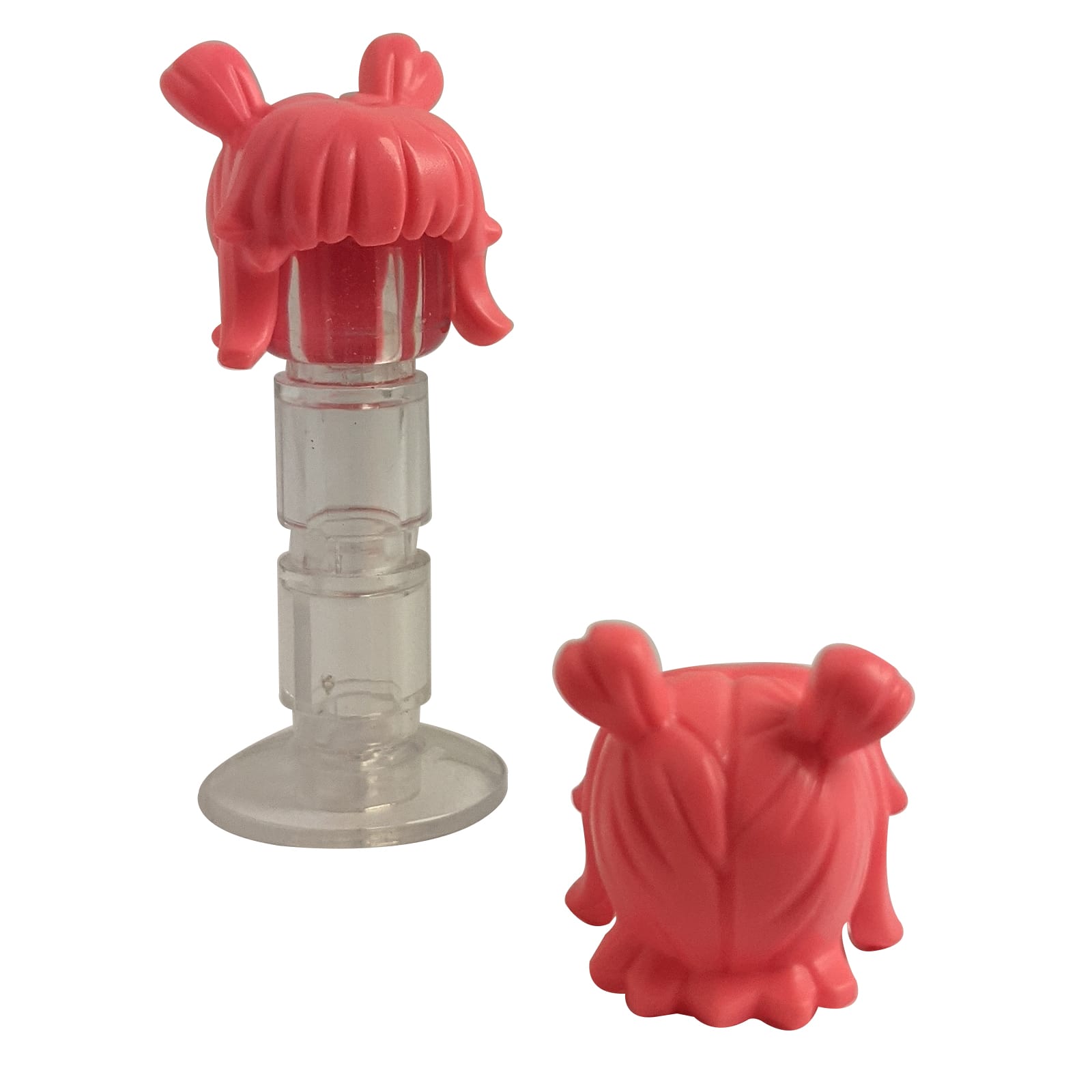 LEGO® cabello de minifigura femenina con moños espaciales y flequillo recto grueso, peinado moderno y juguetón para personajes, color coral

