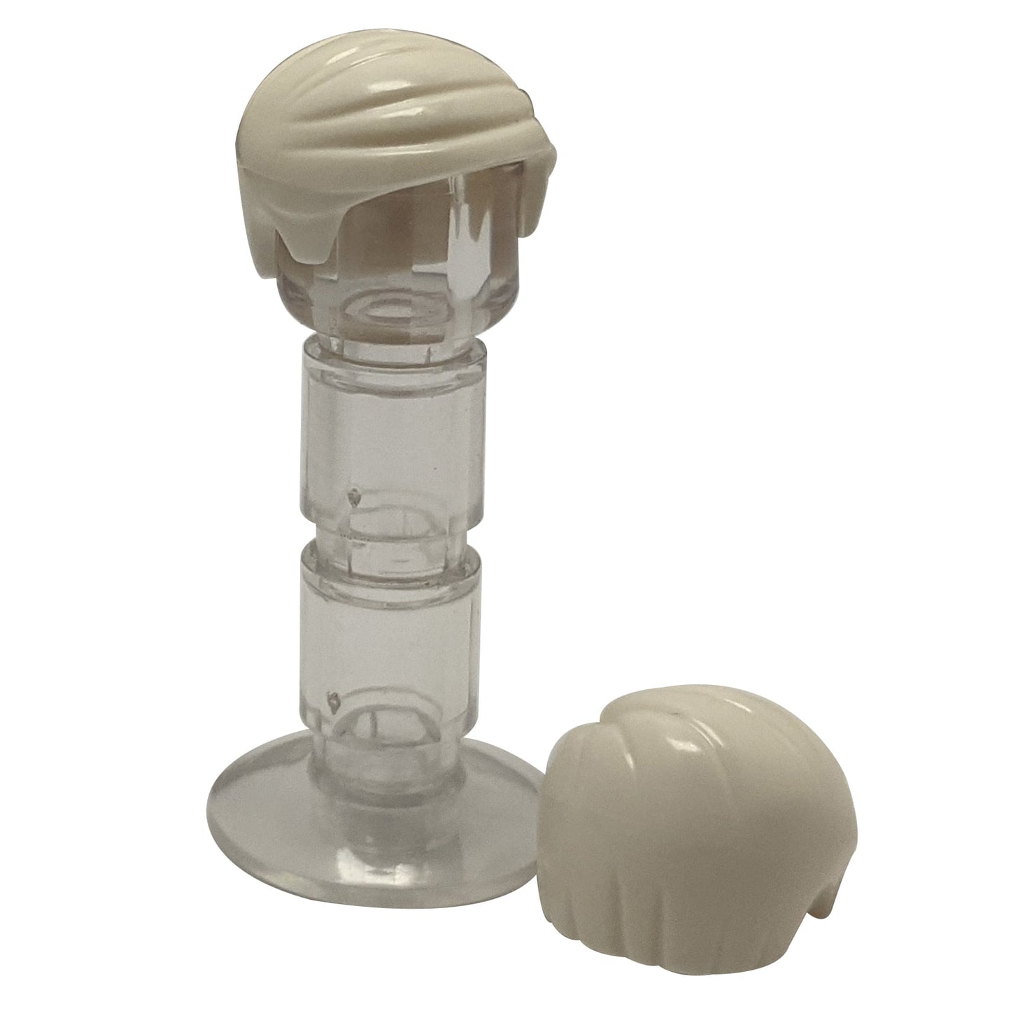 LEGO® minifigure hair piece 99930 in white, short combed hairstyle swept to the left, smooth molded plastic hair part
