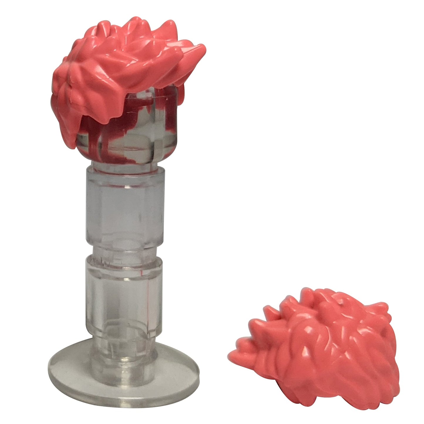 LEGO® Włosy minifigurki z krótkimi kolcami, teksturowane końcówki zapewniające dynamiczny wygląd postaci, kolor koralowy
