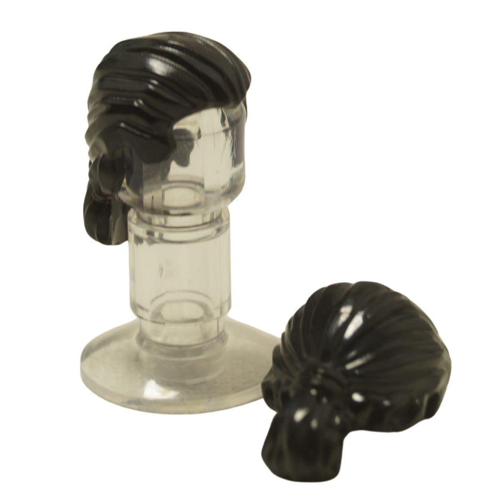 LEGO® capelli minifigure pettinati all'indietro con una corta coda di cavallo, acconciatura pulita e aerodinamica per personaggi d'azione o moderni, colore nero

