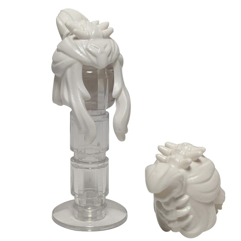 LEGO minifigure hair 92080 long top knot bun detailed texture, white