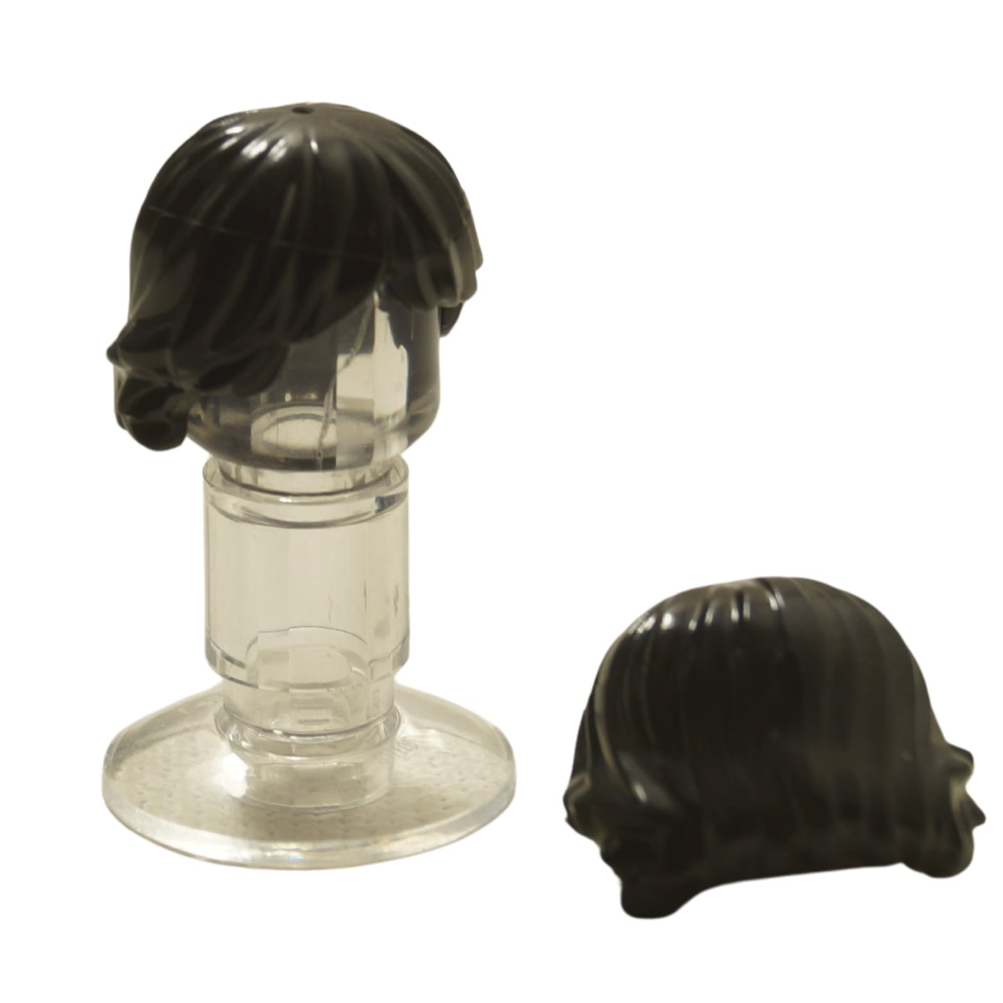 LEGO® minifigure hair with tousled layered style, natural textured look for casual or modern characters, black color
