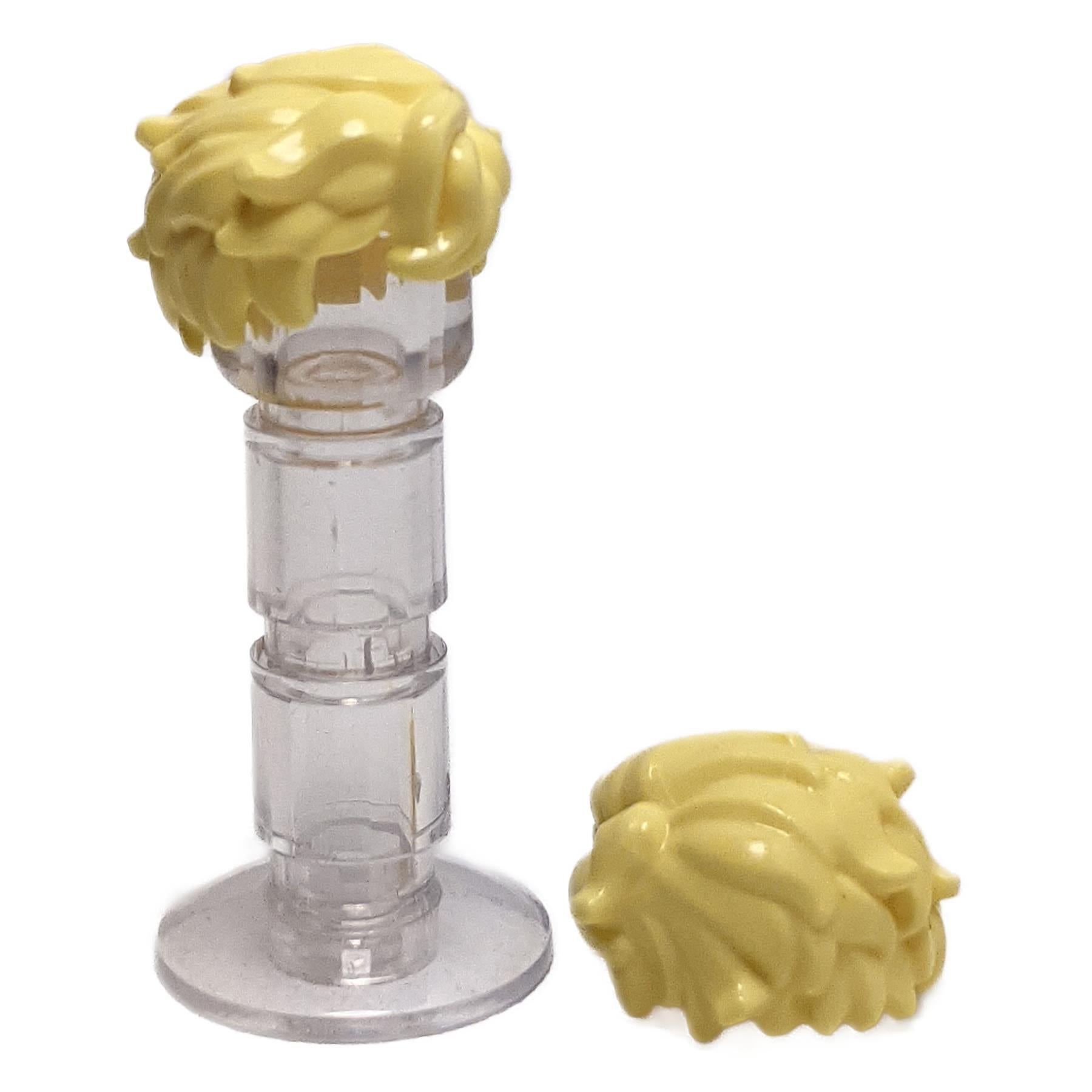 LEGO® minifigure tousled hair with strands sticking out on the sides in yellow, messy hairstyle hair piece
