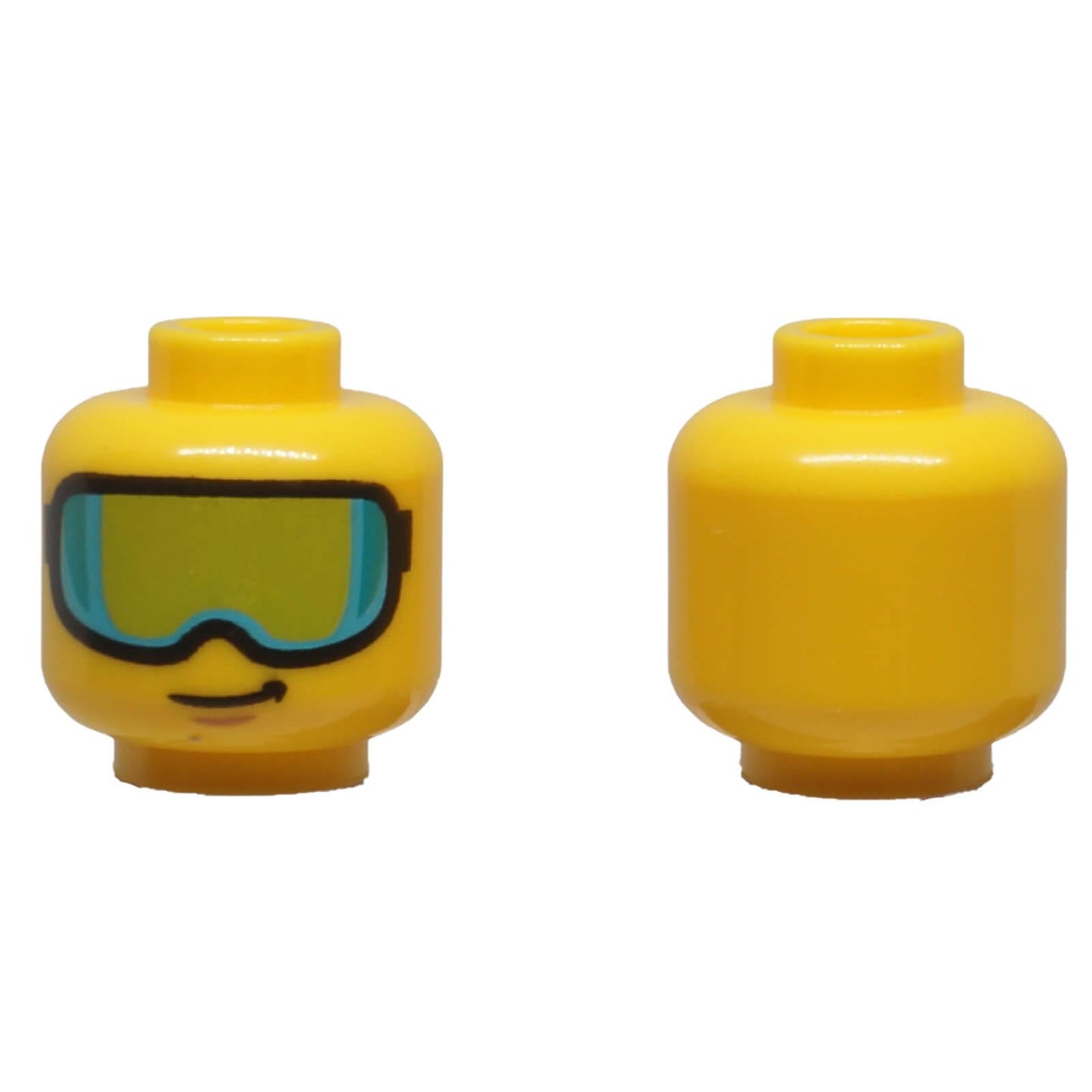 LEGO® Minifigure Head 3626pb3404 with printed ski goggles, smirk expression and plain reverse