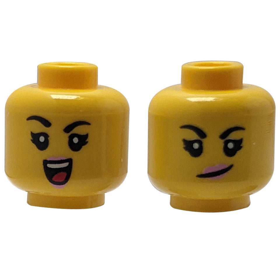 LEGO minifigure head dual face smirk smile 3626pb2985
