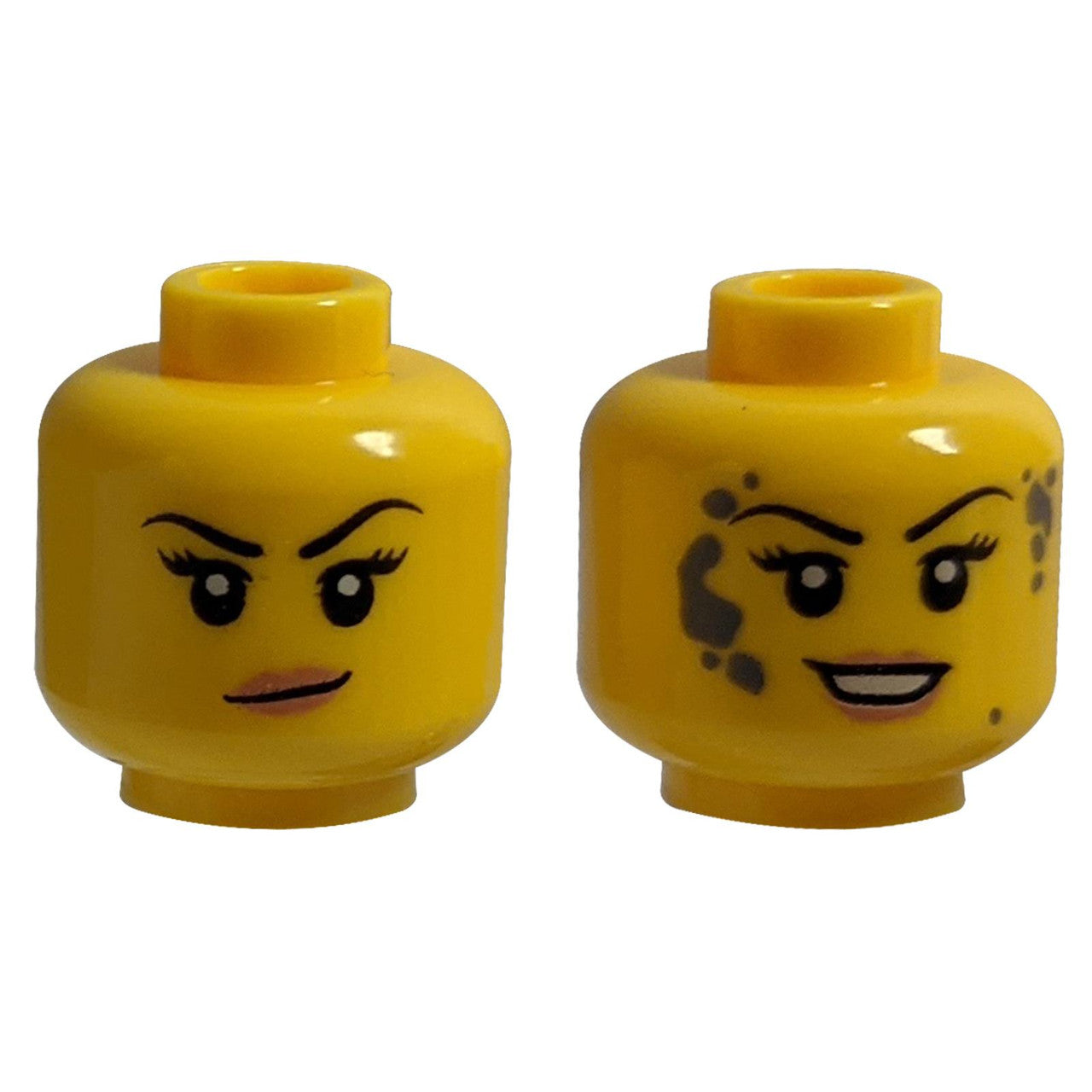 LEGO minifigure head dual face smirk smile paint splatter 3626pb2147