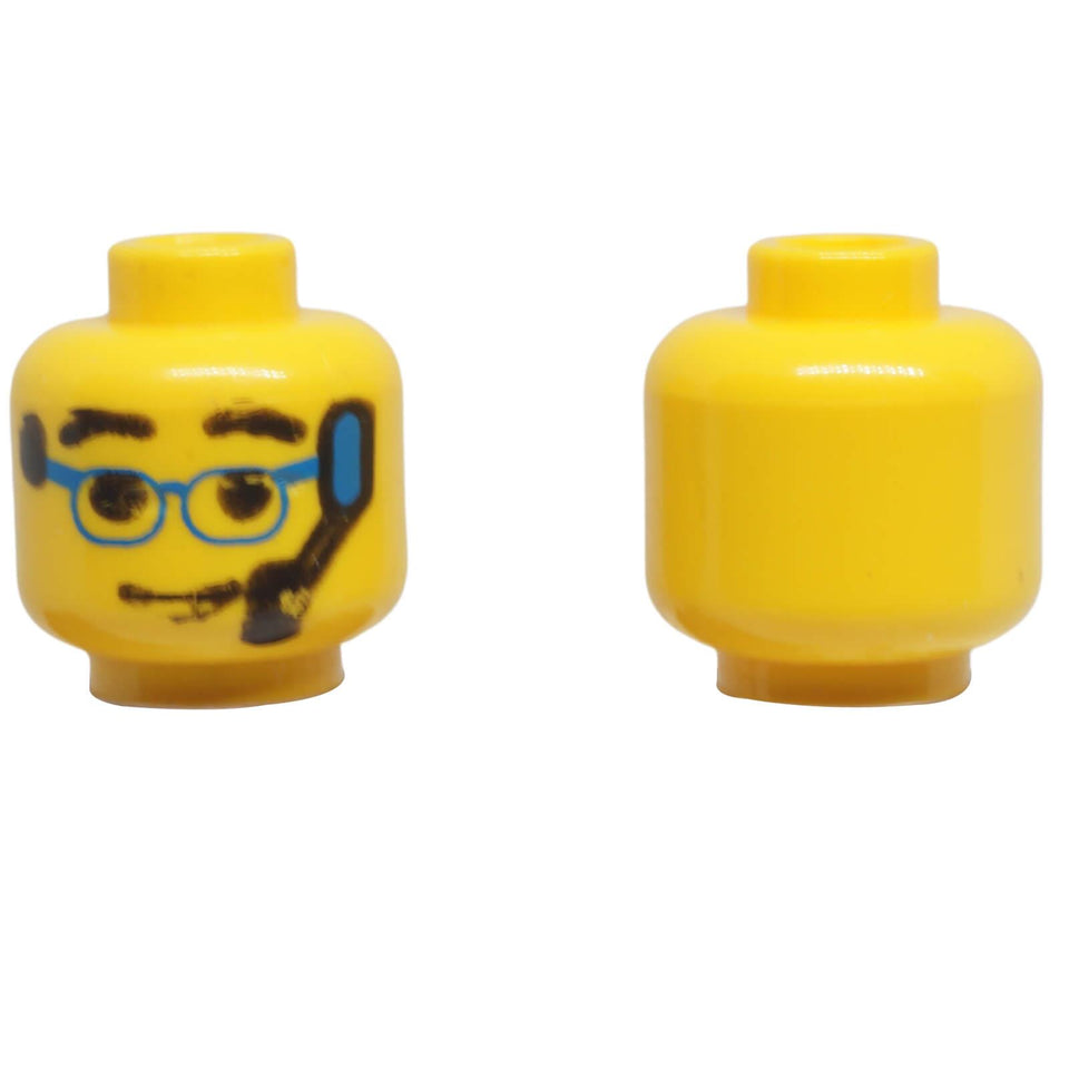 LEGO® minifigure head 3626px24 with glasses, headset and microphone print