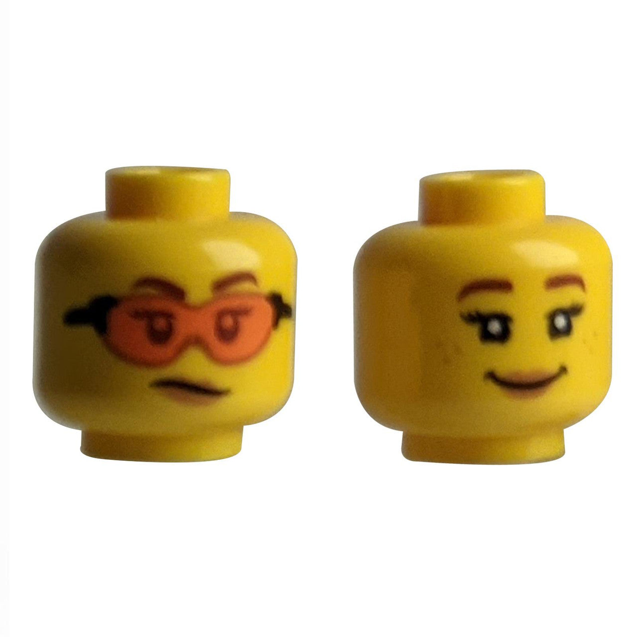 LEGO minifigure head goggles dual face freckles smile scowl 3626pb2761
