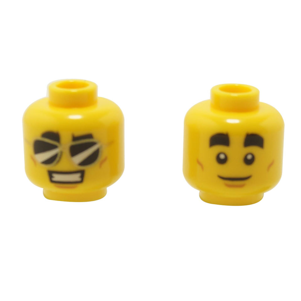 LEGO minifigure head 3626pb2396 sunglasses grin dual face print