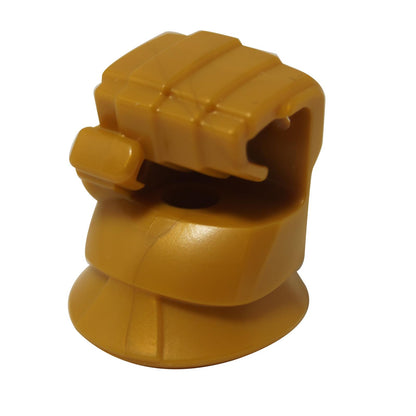 LEGO® minifigure Infinity Gauntlet left hand back view, gold molded glove showing smooth rear and wrist connection
