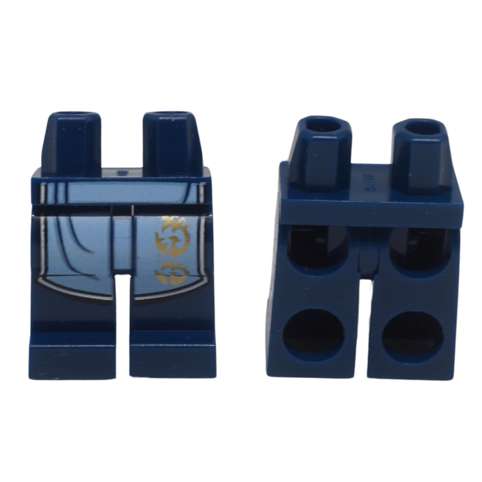 LEGO® minifigure legs 970c00pb1891 with robe print, white hem and gold phoenix symbol
